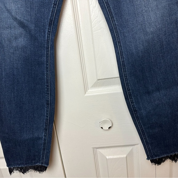 Anthro LEVEL 99 Tanya High Rise Ultra Skinny Denim Jeans In Elegant Lace Trim - Picture 3 of 13